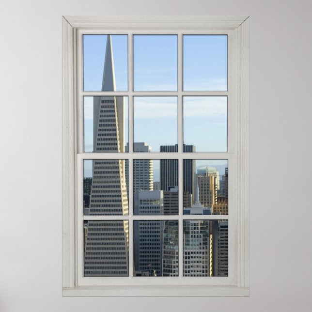 Poster San Francisco Skyline Faux - Fake White Window (Devant)
