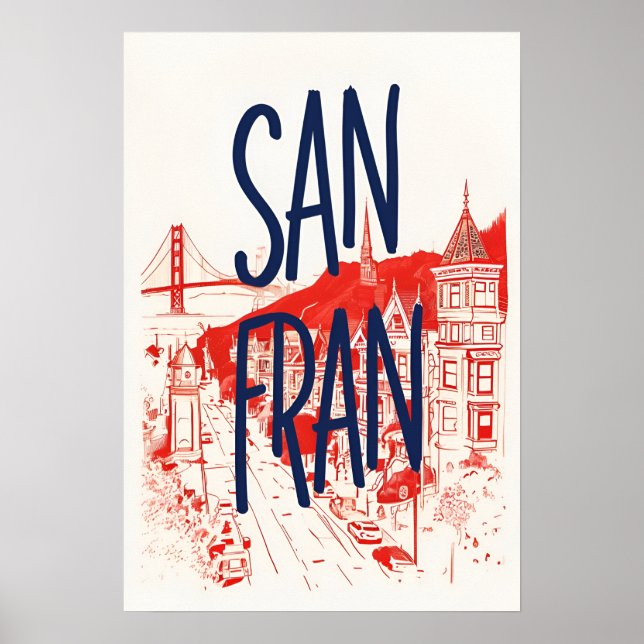 Poster San Francisco Victorian Houses Art Print (Devant)
