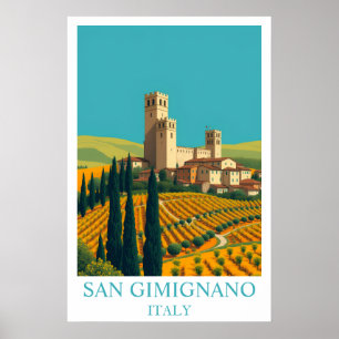 Poster San Gimignano Italie Art de Voyage Vintage