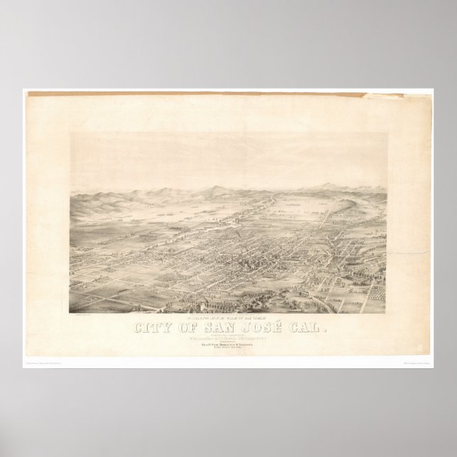 Poster San Jose, CA. Carte panoramique 1869 (1559A) (Devant)