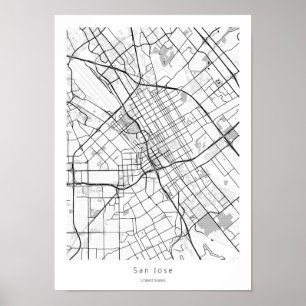 Poster San Jose California Modern Minimal City Street Car
