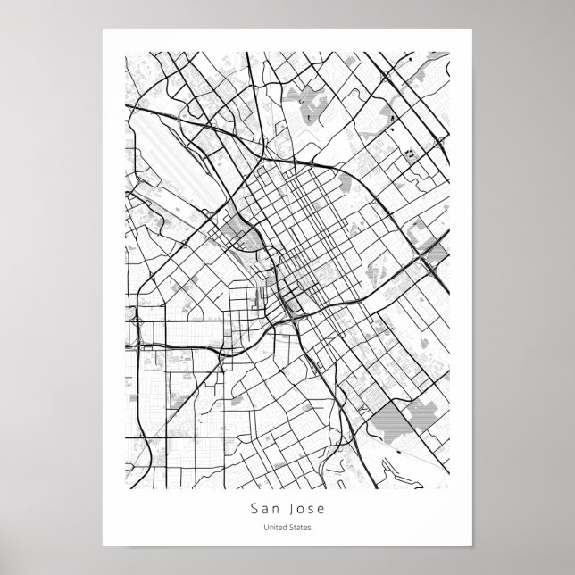 Poster San Jose California Modern Minimal City Street Car (Devant)