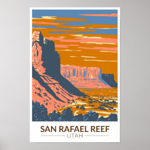 Poster San Rafael Reef Utah Voyage Art Rétro