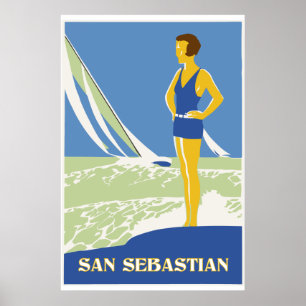Poster San Sebastian, vectoriel art voyage rétro
