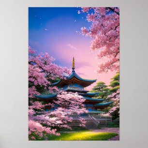 Poster Sanctuaire Sakura, Temple Traditionnel