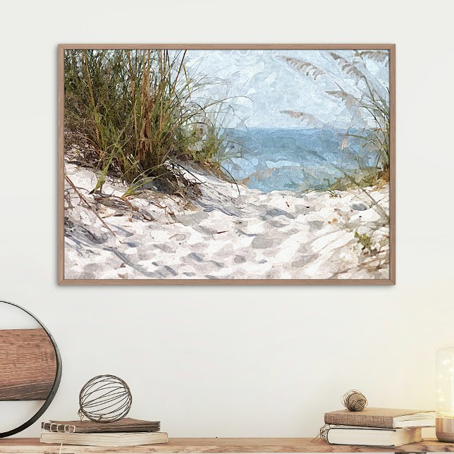 Poster Sand Dunes Beach Ocean Watercolor Art Peinture (Créateur téléchargé)
