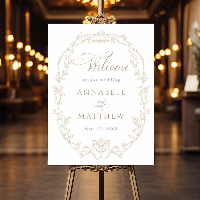 Poster Sand Ornate Floral Frame Wedding Welcome (Créateur téléchargé)