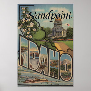 Poster Sandpoint, Idaho - Scènes de grandes lettres
