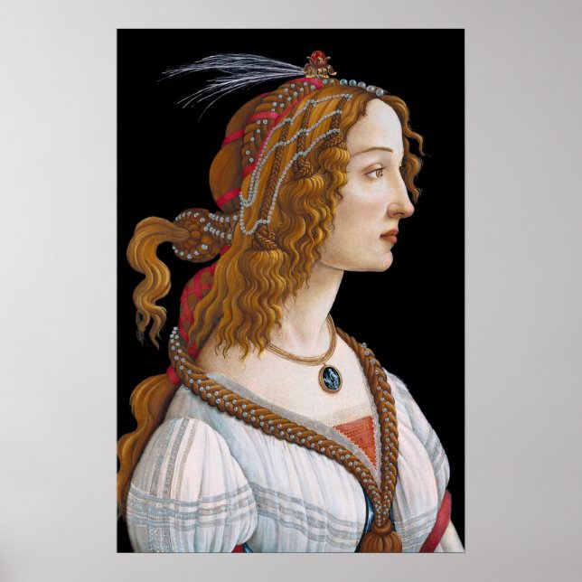 Poster Sandro Botticelli - Portrait de Simonetta Vespucci (Devant)
