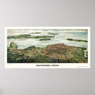 Poster Sandusky, OH Carte panoramique - 1898