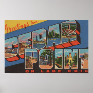 Poster Sandusky, Ohio - Lac Érié - Cedar Point