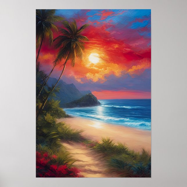 Poster Sandy Beach et Azure Sea (Devant)