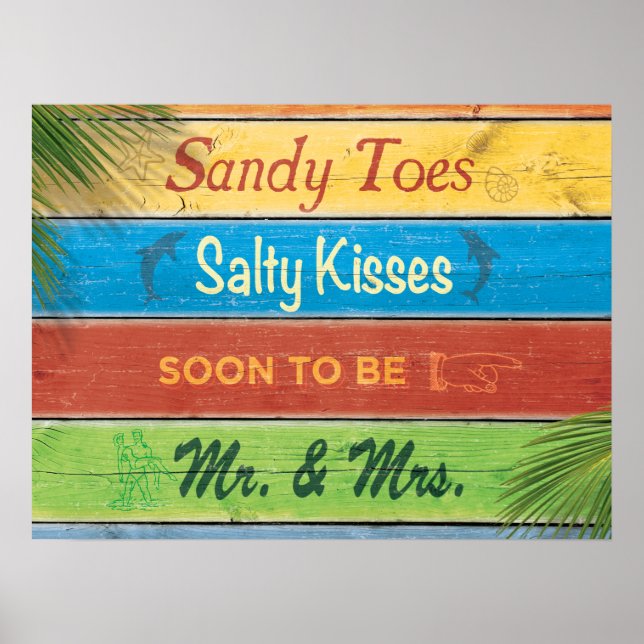 Poster Sandy Toes Salty Kisses bientôt être Mr & Mrs Post (Devant)