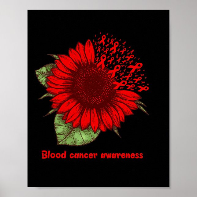 Poster sang rouge cancer conscience tournesol cadeau guer (Devant)