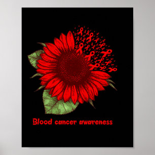 Poster sang rouge cancer conscience tournesol cadeau guer