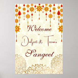 Poster Sangeet mariage indien signe de bienvenue