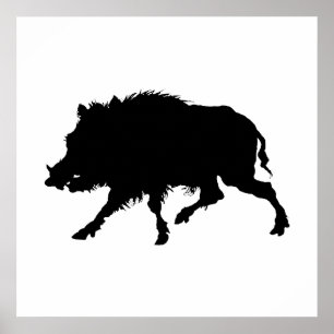 Poster Sanglier ou cochon sauvage Elégant Silhouette