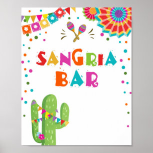 Poster Sangria Bar Boissons Cactus Fiesta Party Panneau