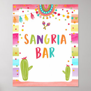 Poster Sangria Bar Boissons Cactus Fiesta Party Panneau
