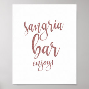 Poster Sangria Bar Rose Gold Parties scintillant 8x10 Mar