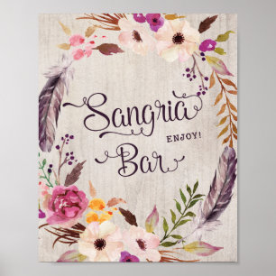 Poster Sangria Bar Signer Baby shower rustique Mariage Fa