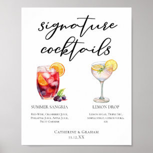 Poster Sangria Lemon Drop Signature Cocktails Menu