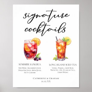 Poster Sangria Long Island Tea Signature Cocktails Menu