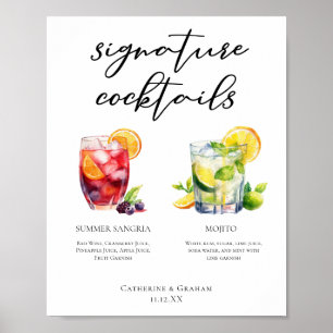 Poster Sangria Mojito Signature Cocktails Menu Personnali