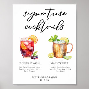 Poster Sangria Moscow Mule Signature Cocktails Menu