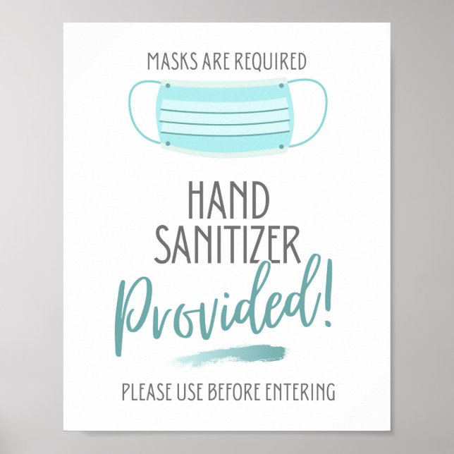 Poster Sanitier À La Main Fourni, Masques Requis (Devant)