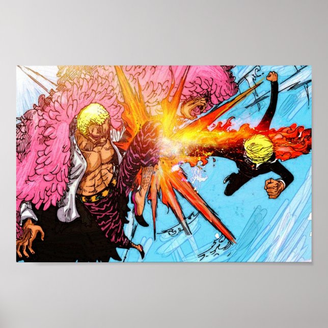 Poster Sanji contre Doflamingo Une pièce (Devant)