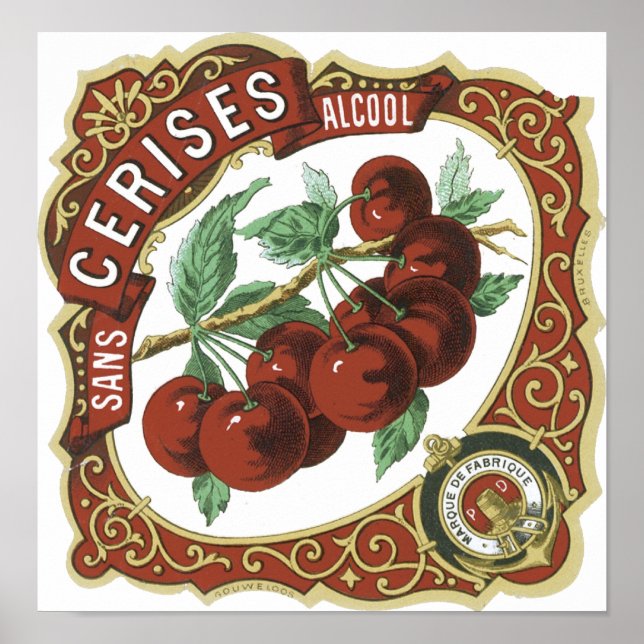Poster Sans Cerises Étiquette Vintage  (Devant)