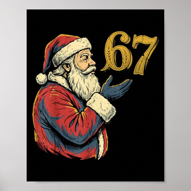 Poster Santa 67 Number Funny Christmas Meme Se  (Devant)