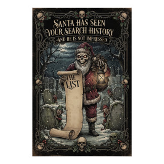 Poster "SANTA A VU VOTRE HISTORIQUE DE RECHERCHE" Santa c