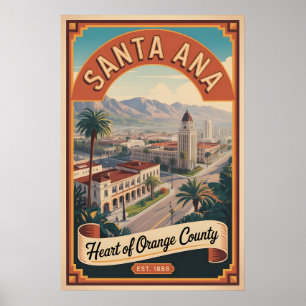 Poster Santa Ana Californie Rétro Voyage Vintage