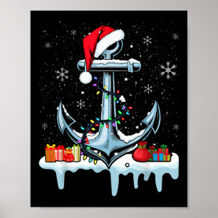 Poster Santa Ancre Lumières de Noël Cool Voile Bateau