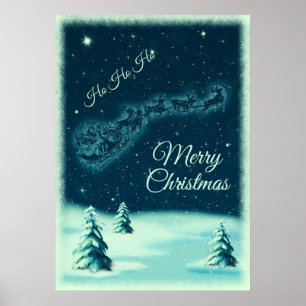 Poster Santa and his Reindeers