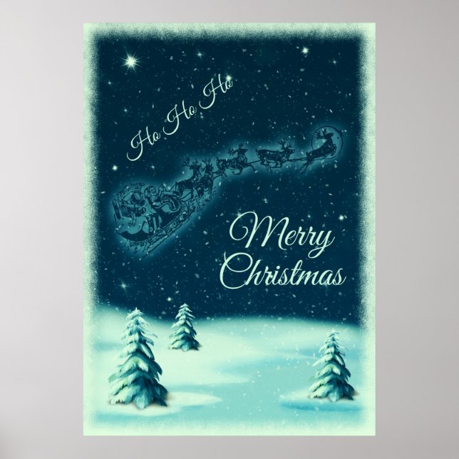 Poster Santa and his Reindeers (Devant)