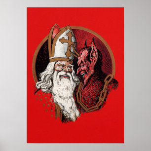 Poster Santa and Krampus