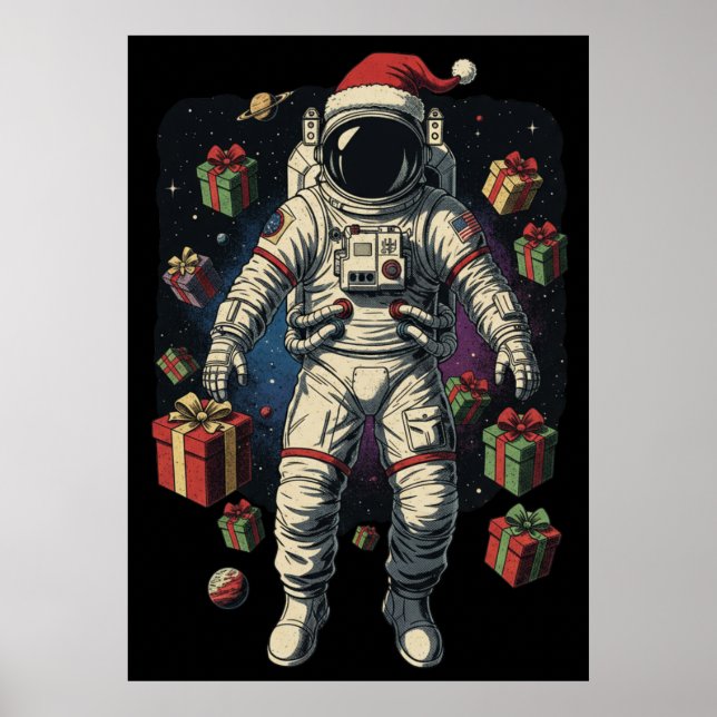 Poster Santa Astronaut Christmas  (Devant)