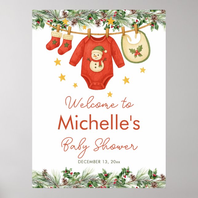 Poster Santa Baby Christmas Clothesline Baby Shower (Devant)