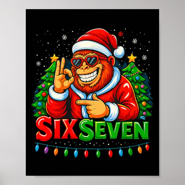 Poster Santa Bigfoot Christmas Sasquatch 67 Funny Meme Si (Devant)