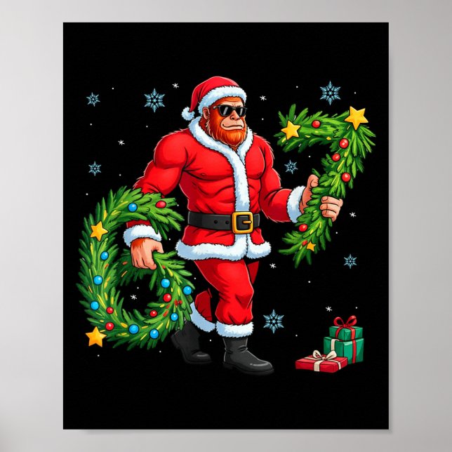 Poster Santa Bigfoot Christmas Tree Sasquatch 67 Six Seve (Devant)