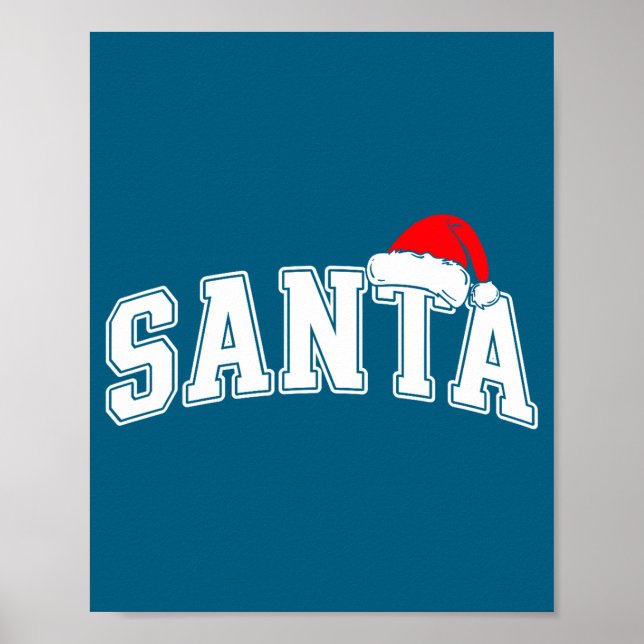 Poster Santa Christmas Varsity Text With Hat Family Xmas  (Devant)