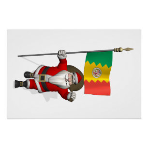 Poster Santa Claus Avec L'Ensigne De Los Angeles CA