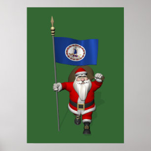 Poster Santa Claus Avec L'Ensigne De Virginie