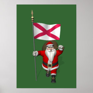 Poster Santa Claus Avec L'Ensigne D'Irlande Du Nord
