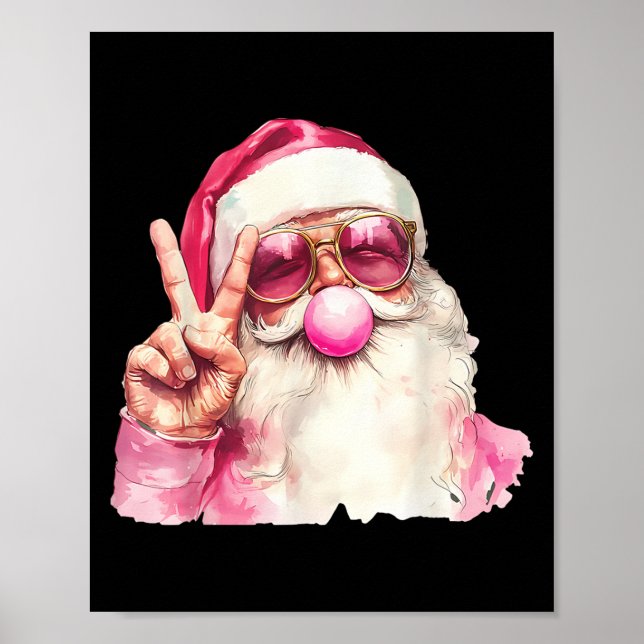 Poster Santa Claus Blowing Bubble Gum Nk Sungles Christma (Devant)