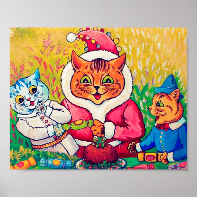 Poster Santa Claus Chat, Louis Wain (Devant)