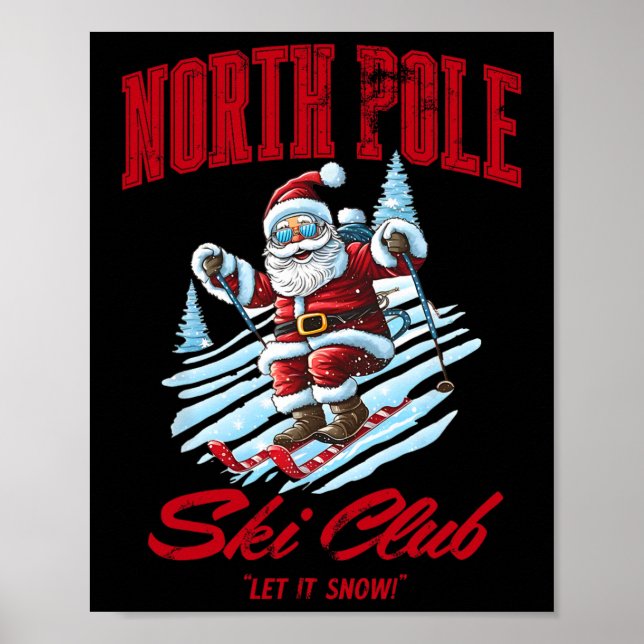 Poster Santa Claus Christmas Snow Skiing At The North Pol (Devant)